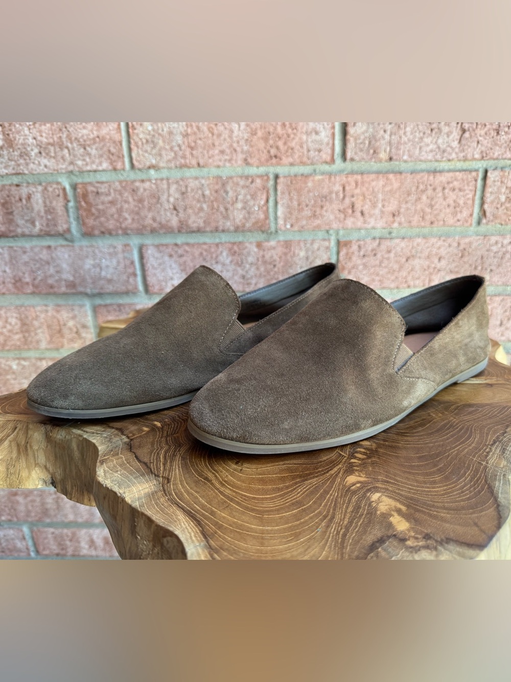 Lucky Brand Women's Suede Loafers Size 10 Taupe Brown Slip On Flats